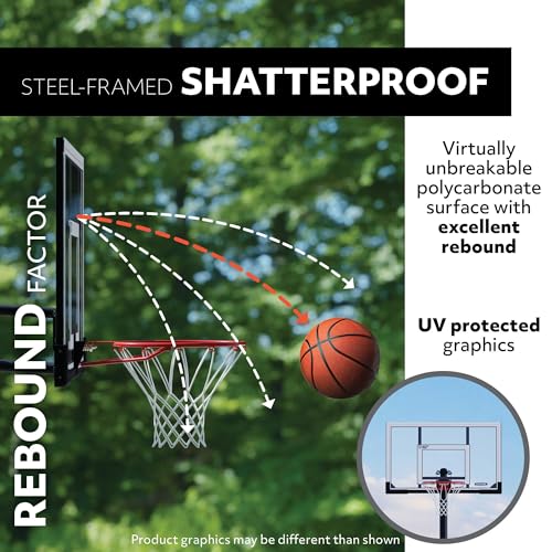 Lifetime Youth Portable Basketball Hoop, Adjustable Height 5.5-7.5 Ft, 30-Inch Shatterproof Fusion Backboard