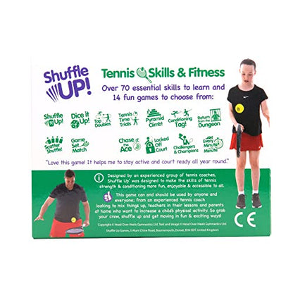 Shuffle Up Tennis Card Games - 70+ Fun & Active Skills Cards for Kids, Fitness Card Develop Fundamentals, Stamina & Strength, Easy to Play for Kids | Multiple Skill Level Cards Include 2 Dices - style: Tennis Card Games