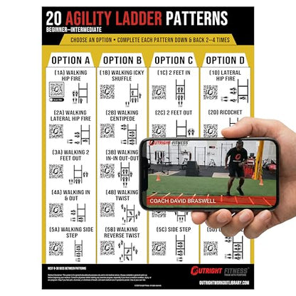 Guided Coaching Agility Ladder Drills Training System - Structured Speed & Footwork Charts with Built-in Progressions - style: Beginner–Intermediate (18x24)
