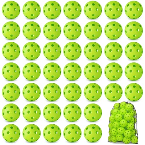 Coopay 12/50/100 Pack Plastic Baseballs Practice Training Balls Lightweight Hollow Softballs with a Drawstring Bag for Hitting Pitching Batting Training Indoor Outdoor Sport - color: Green, style: 50 Pack