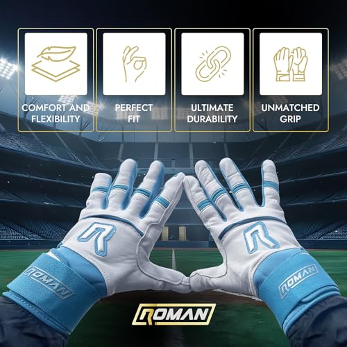 Long Cuff Baseball Gloves - color: Carribean Blue, size: Adult Small