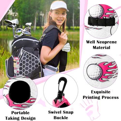 Golf Tee Pouch Bags - 4-Packs Pink Golf Ball Tee Carry Holder Bags Set with Clip Hooks Mother's Day for Women Girls Birthday Portable Golfer Club Accessories