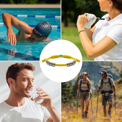 Golf Score Counter Bracelet, 10 Stainless Steel Beads, 2mm Cord Adjustable Golf Stroke Tracking Baseball Swimming Sport Golf Gift for Men and Women - style: Yellow
