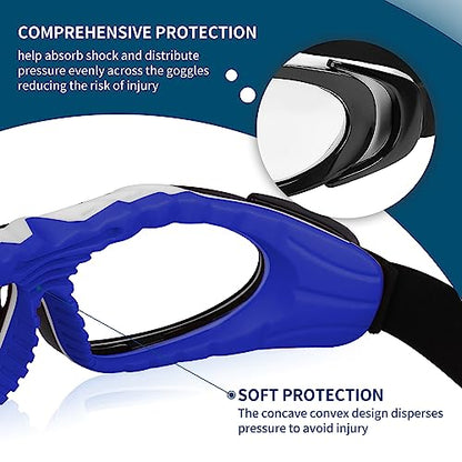 SooGree Sport Glasses for Men Women Basketball Football Sport Goggles Anti Fog Shock Collision Wearable Glasses - color: Black Framed Blue Nose Pad