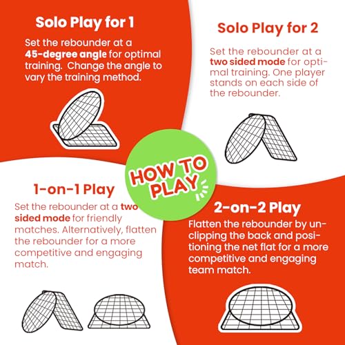 IE Sports Metal Ricochetball Game Set (Includes 2 Balls, Dual-Sided Net and Pump) Adjustable Portable Outdoor, Yard, Beach, Lawn & Camping Game - color: Red