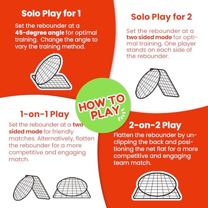 IE Sports Metal Ricochetball Game Set (Includes 2 Balls, Dual-Sided Net and Pump) Adjustable Portable Outdoor, Yard, Beach, Lawn & Camping Game - color: Red
