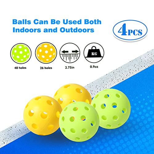 GSE Games & Sports Expert Pickleball Paddles Set with Lightweight Pickleball Rackets & Indoor/Outdoor Pickle-Balls & Mesh Carrying Bag for Family and Friends (2 Paddles/4 Balls or 4 Paddles/6 Balls) - style: 2 Paddles / 4 Balls