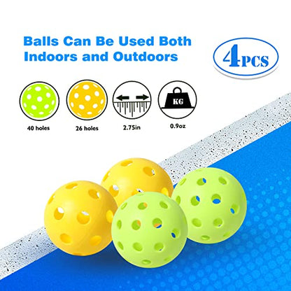 GSE Games & Sports Expert Pickleball Paddles Set with Lightweight Pickleball Rackets & Indoor/Outdoor Pickle-Balls & Mesh Carrying Bag for Family and Friends (2 Paddles/4 Balls or 4 Paddles/6 Balls) - style: 2 Paddles / 4 Balls