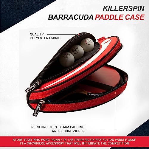 Killerspin - Ping Pong Paddle Case - Table Tennis Racket Bag - Professional Table Tennis Equipment - Durable and Drop Resistant Paddle Racket Safe Case - color: Red & Black