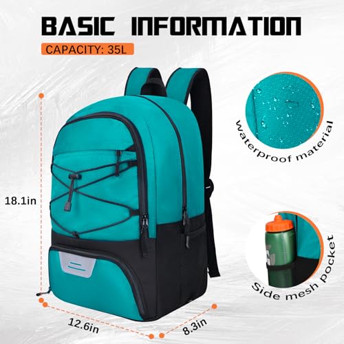 Goloni Soccer Backpack Bag with Separate Ball & Cleat Shoe Compartment,Sports Gym Backpack for Teen Girls Boys Men Women Kids - color: Lake Blue