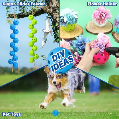Coopay 14/48 Pack Practice Baseball Softball, Plastic Training Balls Lightweight Hollow Limited Flight Softballs for Hitting, Pitching, Batting Training Indoor Outdoor Use - color: Green, Blue, Pink, style: 48 Pack