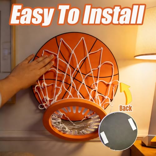 Mini Basketball Hoop, Indoo Ceiling Basketball Hoop, Funny Wall Mount Basketball Game with Ball and Pump for Kids and Adults, Great for Home, Dorms, Offices, and Gifts, No Assembling