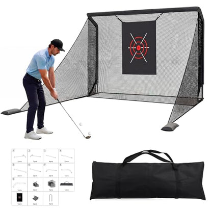 10x7 ft Golf Hitting Net, Backyard Practice Net with Dual Side Nets, Heavy-Duty Steel Frame, Golf Training Net for Driving, Chipping & Swing Practice Indoor Outdoor