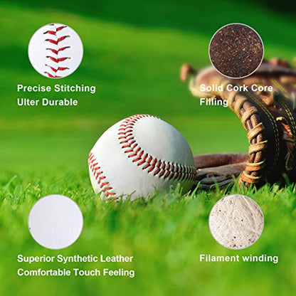 Baseball 12 Ball Pack Practice Training Baseballs for Youth/Adult 9 Inch Baseballs for Pitching Throwing Autographs Baseball(One Dozen)