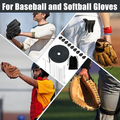 Anglekai 21PCS Baseball Glove Lace Needles Kit, Softball Glove Repair Lace Kit with 8PCS Needles/ 78 in Leather Strip/ 10 Locks/Bag (Black)