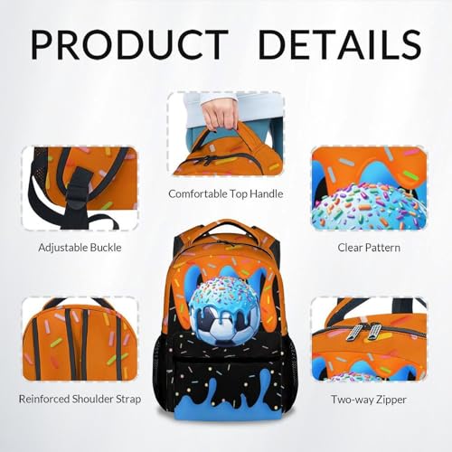Boys Backpack - Soccer Sports Backpack for Toddler Kids Team Gift Drip Design Schoolbag 17" with Adjustable Straps - color: Orange