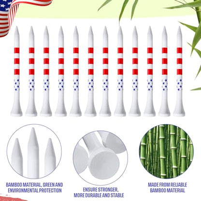 Mudder 600 Pcs Golf Tees USA American Flag Golf Tees Bulk Long Bamboo Red White and Blue Patriotic Tee for Men Women - size: 3-1/4", style: Novel