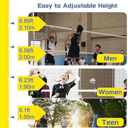 Portable Volleyball Net Stand with Adjustable Poles – Lightweight & Easy to Move, Perfect for Backyard, Park, School, Indoor & Outdoor Sports – Ideal for Sports Lovers
