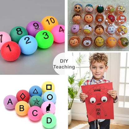 High Bounce & Durable ABS Mat Colored 3 Star Ping Pong Balls 4 Trainning,Party Games,Pet Cats Toys - style: pack of 12 - multicolour