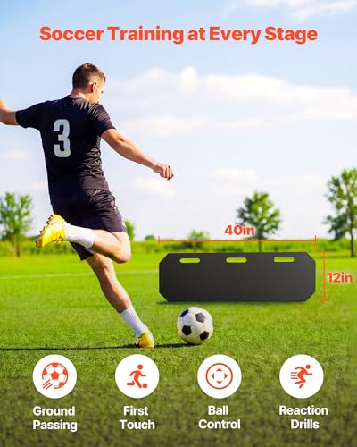 VEVOR Upgrade 3-Angles Soccer Rebounder Board, 40 x 12 in Portable Soccer Rebound Wall, HDPE Sports Kick Back Trainer, Soccer Training Equipment for Passing & Reaction Skills