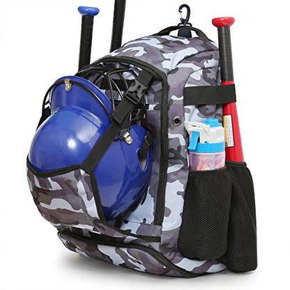 ZOEA Baseball Bat Bag Backpack, T-Ball & Softball Equipment & Gear for Youth and Adults, Large Capacity Holds 4 Bats, Helmet, Gloves, Cleats,Shoes Compartment & Helmet Holder