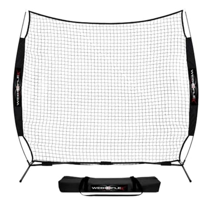 Web Flex® 7x7 ft Portable Baseball & Softball Batting Practice Screen Net, Durable Nylon & Metal Frame, Protective Batting Net for Pitching & Hitting, Easy Setup, Full Coverage with Carry Bag | Black