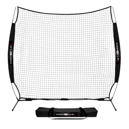 Web Flex® 7x7 ft Portable Baseball & Softball Batting Practice Screen Net, Durable Nylon & Metal Frame, Protective Batting Net for Pitching & Hitting, Easy Setup, Full Coverage with Carry Bag | Black