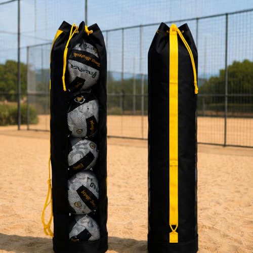 Miramar Large Barrel Volleyball Bag with Drawstring, Heavy Duty Volleyball Ball Storage Bag, Breathable Volleyball Carry Bag for Practice and Beach Volleyball