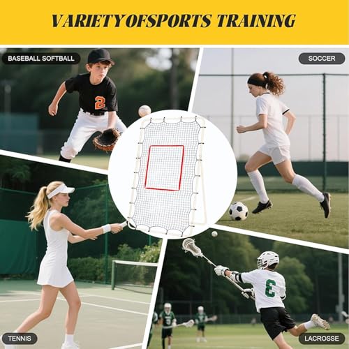Volleyball Rebounder Net – Polyester 7x4ft | Volleyball Rebound Net Replacement with 28 Elastic Loops | 1.5-Inch Mesh Target Webbing for Baseball Soccer Tennis Training and Daily Outdoor Use