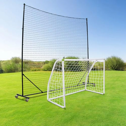 Backstop Net System for Backyard – Heavy Duty Sports Barrier Net with Steel Posts, Movable/Socketed Ball Stop Net for Soccer, Baseball, Training - size: 10FT Wide, style: Movable-1.75 Inch Net