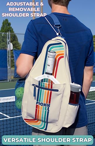 STEEL MILL AND CO. Pickleball Bags for Ladies and Men, Unisex Pickleball Bag Holds 4 Pickleball Paddles, Adjustable Sling Bag with Fence Hook and Water Bottle Holder