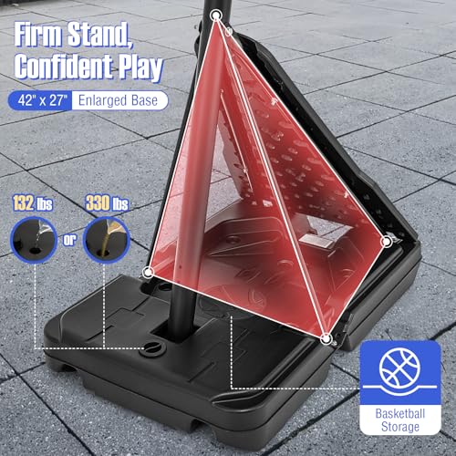 Giantex Portable Basketball Hoop Outdoor - 4.9-10 FT Quickly Height Adjustable Basketball Goal System w/ 44 Inch Shatterproof Backboard, Basketball Hoop Indoor for Adults, Backyard, Driveway, Pool