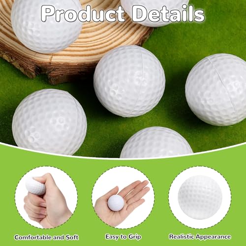 20 PCS Mini Golf Stress Balls, Foam Golf Sports Balls, Small Squeeze Stress Relief Balls for Gifts, Goodie Bags Stuffers, Sport, Birthday, Party Supplies (White-Golf)