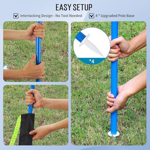 Portable Volleyball & Badminton Combo Net Set for Backyard Beach with 2 Nets (20ft and 32ft), Adjustable Poles, PU Volleyball, Aluminum Rackets and Carry Bag, Quick Setup & Durable