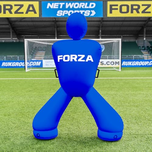 FORZA Giant Inflatable Soccer Dummy | Free Kick Defender Wall – 77in Air Mannequin for Goalkeeper Practice – Heavy-Duty PVC Design for All-Weather Use - color: Electric Blue, size: With Carry Bag, style: With Pump
