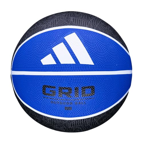 adidas | Grid | Recreational Rubber Basketball | Durable for Outdoor & Indoor Play - color: Black/Royal, size: Size 5 (27.5")