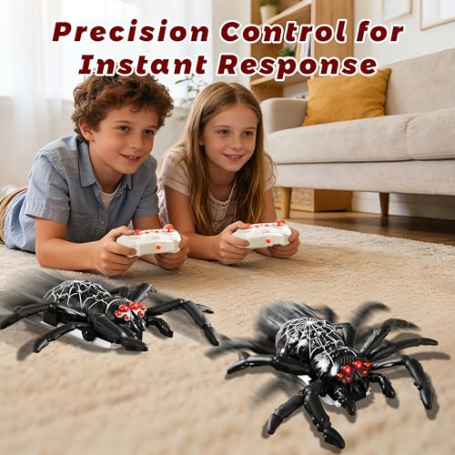 Wall Climbing Remote Control Spider, Rechargeable RC Wall Crawler Spider Robot with High Speed & 360° Rotation, Funny Prank Toys Gifts for Boys & Girls Age 3+ (Black) - style: black webbed spider