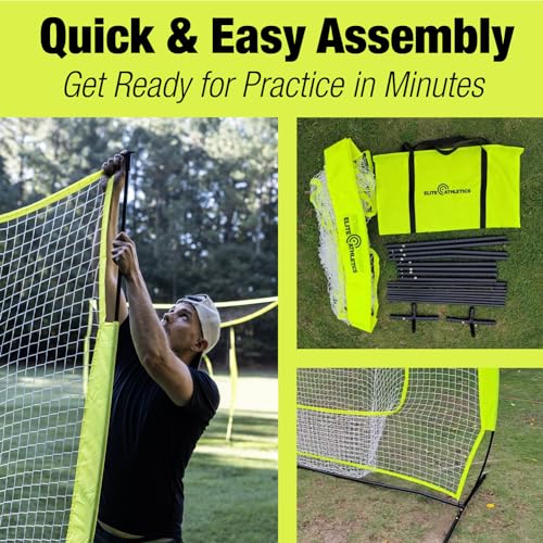 7x7 Baseball & Softball Practice, Hitting, & Pitching Net with Bow Frame, Carry Case and Strike Zone, Ultimate Training Net