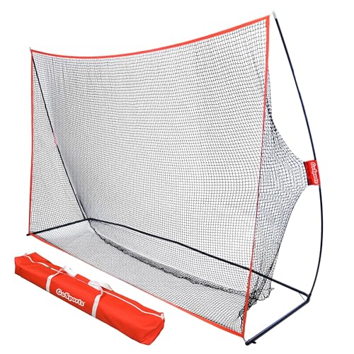 GoSports Golf Practice Hitting Net - Choose Between Huge 10 x 7 ft or 7 x 7 ft Nets - Personal Driving Range for Indoor or Outdoor Use - Designed by Golfers for Golfers - color: Standard 10'x7' Golf Net - Red