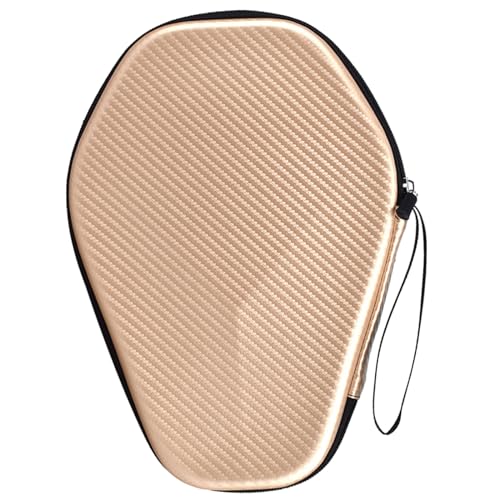 Portable Table Tennis Racket Bag Waterproof Ping Pong Paddle Storage Case Hard Cover Waterproof Ping Pong Paddle Bag Ping Pong Paddle Storage Bag Holds 2 Rackets Functional - color: beige, (champagne)