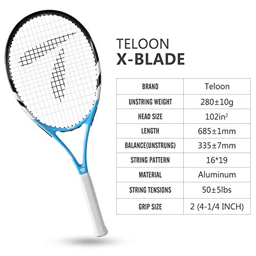 Teloon Recreational Adult Tennis Rackets-27 inch Tennis Racquet for Men and Women College Students Beginner Tennis Racket. - color: V1-blue