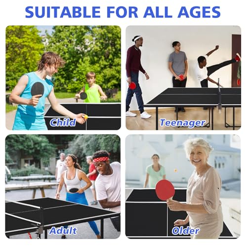 Foldable Ping Pong Table Portable 4.5FT/6FT/9FT Indoor MDF Table Tennis Table Multi-Purpose Family Game Table with Net, 2 Paddles and 3 Balls for Kid Teenager Adult - color: 6FT Black