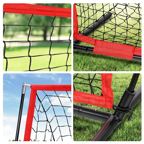 Nova Microdermabrasion 5x5ft Baseball & Softball Net with Bow Frame, Batting Tee - Portable Practice Net for Hitting and Pitching with Carry Bag and Backstop Screen - Great for All Skill Levels - style: Baseball Net and Tee