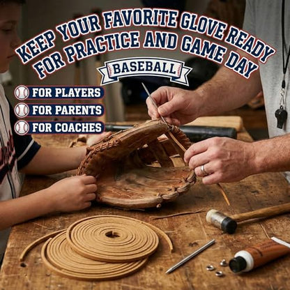 AliBall Baseball Glove Lace Kit - 2x80 Leather Laces w/Needle & Locks | Relacing Repair Kit for Baseball/Softball + Guide - color: Blue