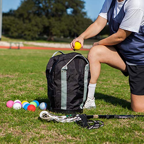 Champion Sports Lacrosse Ball Bag: Nylon Sports Training Tote for Lacrosse, Baseball and Tennis,Gray/Black