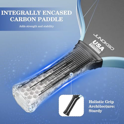Pickleball Paddles Set of 2 - Carbon Fiber Pickle Ball Paddle Composite -USAPA Approved Pickle Racket -14mm Lightweight Honeycomb Core -with Strong Spin -Men's and Women's Outdoor Indoor Game Set Blue