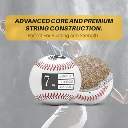Premier Pitching Weighted Leather Baseballs | Weighted Training Balls to Improve Power & Pitching Training | Increase Pitch Velocity for All Skill Levels - size: 7 Oz