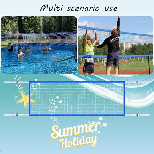 Adjustable Pool Volleyball Net - 15x3 ft Heavy-Duty Replacement Net for Backyard Inground Pools, Beaches | Family & Friends Outdoor Games （no Poles）