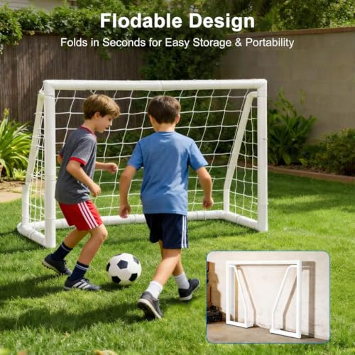 MOPHOTO Soccer Goal, 6X4/8x6/10x6.5/12x6/16x7/18.5x6.5/21x7/24x8ft Soccer Goals for Backyard, Full Size Soccer Goal for Teens & Adults Training - size: 6x4FT, style: PVC-Foldable