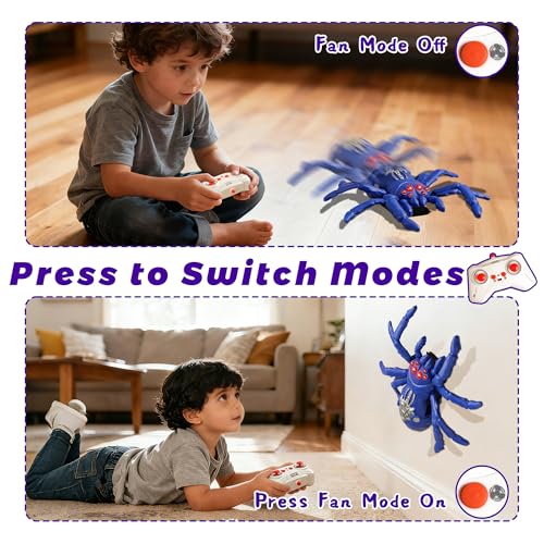 Wall Climbing Remote Control Spider, Rechargeable RC Wall Crawler Tarantula Robot with High Speed & 360° Rotation, Funny Prank Toys Gifts for Boys & Girls Age 3+ (Purple) - style: purple spider